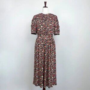 Boden Yoke Detail Jersey Midi Dress  Black Floral Print 6